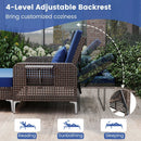 2 Piece Patio Rattan Daybed Wicker Loveseat and Ottoman with Adjustable Backrest by LJGDeals