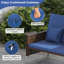 2 Piece Patio Rattan Daybed Wicker Loveseat and Ottoman with Adjustable Backrest by LJGDeals