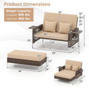2 Piece Patio Rattan Daybed Wicker Loveseat and Ottoman with Adjustable Backrest by LJGDeals