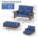 2 Piece Patio Rattan Daybed Wicker Loveseat and Ottoman with Adjustable Backrest by LJGDeals