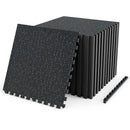 Interlocking Rubber Gym Floor Mats 96 Sq Ft with Borders by DirectDeals
