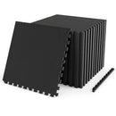 Interlocking Rubber Gym Floor Mats 96 Sq Ft with Borders by DirectDeals