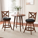 2 Pieces Classic Counter Height Swivel Bar Stool Set with X-shaped Open Back by LJGDeals