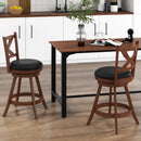 2 Pieces Classic Counter Height Swivel Bar Stool Set with X-shaped Open Back by LJGDeals