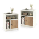 2 Pieces 25 Inch Tall Nightstands with Door and 2 Open Shelves-White by LJGDeals
