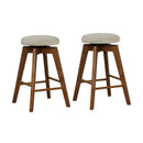 2 Pieces 26 Inch Backless Swivel Barstools with Linen Fabric Seat-Beige by LJGDeals