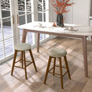 2 Pieces 26 Inch Backless Swivel Barstools with Linen Fabric Seat-Beige by LJGDeals