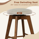 2 Pieces 26 Inch Backless Swivel Barstools with Linen Fabric Seat-Beige by LJGDeals