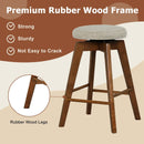 2 Pieces 26 Inch Backless Swivel Barstools with Linen Fabric Seat-Beige by LJGDeals