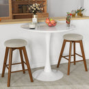 2 Pieces 26 Inch Backless Swivel Barstools with Linen Fabric Seat-Beige by LJGDeals