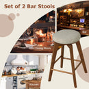 2 Pieces 26 Inch Backless Swivel Barstools with Linen Fabric Seat-Beige by LJGDeals