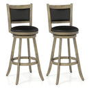 Set of 2 29 Inch Swivel Bar Height Stool Wood Dining Chair Barstool-Black by DirectDeals