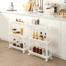 2 Pieces 3-Tier Slim Detachable Storage Cart with Drainage Holes and Wheels-White by DirectDeals