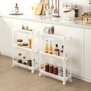 2 Pieces 3-Tier Slim Detachable Storage Cart with Drainage Holes and Wheels-White by LJGDeals