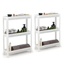 2 Pieces 3-Tier Slim Detachable Storage Cart with Drainage Holes and Wheels-White by DirectDeals