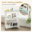 2 Pieces 3-Tier Slim Detachable Storage Cart with Drainage Holes and Wheels-White by DirectDeals
