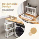 2 Pieces 3-Tier Slim Detachable Storage Cart with Drainage Holes and Wheels-White by DirectDeals