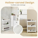 2 Pieces 3-Tier Slim Detachable Storage Cart with Drainage Holes and Wheels-White by DirectDeals