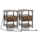 1/2 Pieces 3-Tier Nightstand with Charging Station and Drawer by LJGDeals