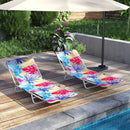 2 Pieces 5-position Lay Flat Beach Recliner with Carry Strap and Metal Frame by LJGDeals