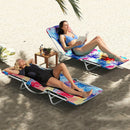 2 Pieces 5-position Lay Flat Beach Recliner with Carry Strap and Metal Frame by LJGDeals