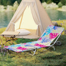 2 Pieces 5-position Lay Flat Beach Recliner with Carry Strap and Metal Frame by LJGDeals
