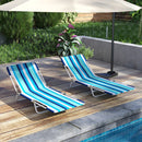 2 Pieces 5-position Lay Flat Beach Recliner with Carry Strap and Metal Frame by LJGDeals