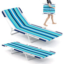 2 Pieces 5-position Lay Flat Beach Recliner with Carry Strap and Metal Frame by LJGDeals