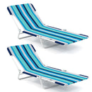 2 Pieces 5-position Lay Flat Beach Recliner with Carry Strap and Metal Frame by LJGDeals