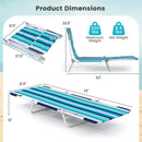2 Pieces 5-position Lay Flat Beach Recliner with Carry Strap and Metal Frame by LJGDeals