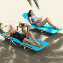 2 Pieces 5-position Lay Flat Beach Recliner with Carry Strap and Metal Frame by LJGDeals