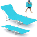 2 Pieces 5-position Lay Flat Beach Recliner with Carry Strap and Metal Frame by LJGDeals