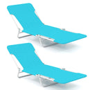 2 Pieces 5-position Lay Flat Beach Recliner with Carry Strap and Metal Frame by LJGDeals