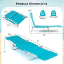 2 Pieces 5-position Lay Flat Beach Recliner with Carry Strap and Metal Frame by LJGDeals