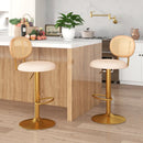 2 Pieces Bar Chairs with PE Rattan Backrest-360°Swivel and Height Adjustable by DirectDeals