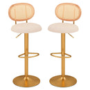 2 Pieces Bar Chairs with PE Rattan Backrest-360°Swivel and Height Adjustable by DirectDeals