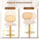 2 Pieces Bar Chairs with PE Rattan Backrest-360°Swivel and Height Adjustable by DirectDeals