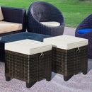 2 Pieces Patio Rattan Ottoman Set with Removable Cushions by LJGDeals