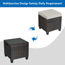 2 Pieces Patio Rattan Ottoman Set with Removable Cushions by LJGDeals