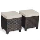 2 Pieces Patio Rattan Ottoman Set with Removable Cushions-Beige