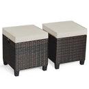 2 Pieces Patio Rattan Ottoman Set with Removable Cushions by LJGDeals