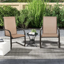2 Pieces C-Spring Motion Patio Dining Chairs with Breathable Fabric-Brown by DirectDeals