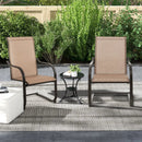 2 Pieces C-Spring Motion Patio Dining Chairs with Breathable Fabric-Brown by LJGDeals