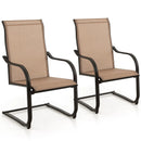 2 Pieces C-Spring Motion Patio Dining Chairs with Breathable Fabric-Brown by LJGDeals