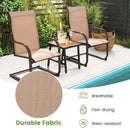2 Pieces C-Spring Motion Patio Dining Chairs with Breathable Fabric-Brown by DirectDeals