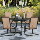 2 Pieces C-Spring Motion Patio Dining Chairs with Breathable Fabric-Brown by DirectDeals