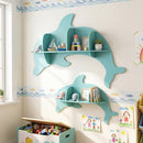 2 Pieces Floating Dolphin Shelves Wall Mounted Storage Display Rack