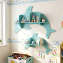 2 Pieces Floating Dolphin Shelves Wall Mounted Storage Display Rack by LJGDeals