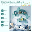 2 Pieces Floating Dolphin Shelves Wall Mounted Storage Display Rack by LJGDeals