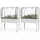 2 Pieces Galvanized Raised Garden Bed with Legs and Greenhouse Cover for Vegetable Flower by DirectDeals